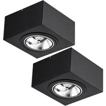 Kit 2 Luminárias Plafons Pretos de Sobrepor Box 17cm GU10 Dital 12w