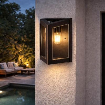 Jogo 4 Arandelas Smart Luminárias Parede Triangular Marrom Dital Jardins Corredores Área Gourmet