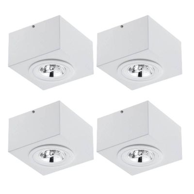 Kit 4 Spots Plafons Elegante Sobrepor para Teto Branco Ar70 Gu10 Box Dital
