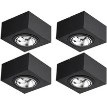 Kit 4 Luminárias Plafons Pretos de Sobrepor Box 17cm GU10 Dital 12w