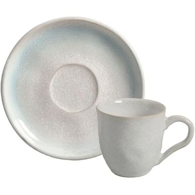 Xícara De Chá 170ml Com Pires Cerâmica Cinza Bio Mar Porto Brasil Café da Manhã Artesanal Avulsa Cinza