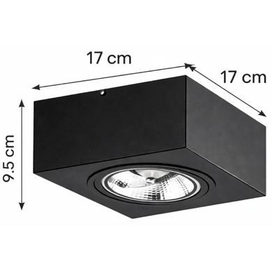 Luminária Plafon Preto de Sobrepor Box 17cm GU10 12w Dital