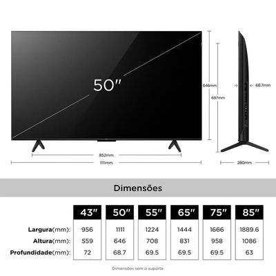 TV 50P TCL QLED 4K Google TV Wifi Comando de VOZ