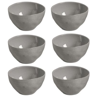 Jogo 6 Bowls Cerâmica 558ml Cinza Porto Brasil Orgânico Tigela Sopa Shimeji Zoni Restaurante