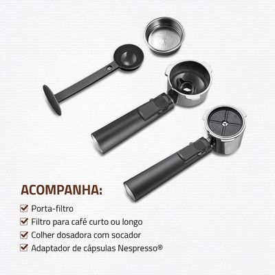 Cafeteira Espresso Dolce Crema 20 Bar Mondial Preto/Inox 1200W - C-21-E-CNP 220V