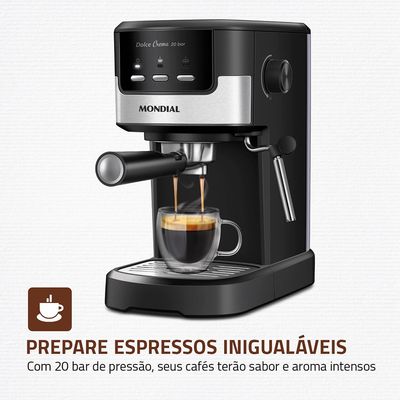 Cafeteira Espresso Dolce Crema 20 Bar Mondial Preto/Inox 1200W - C-21-E-CNP 220V