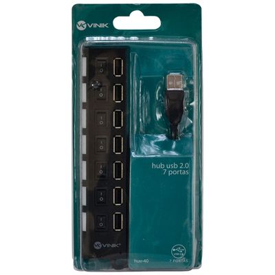 Hub USB 2.0 7 Portas com Cabo e LED Indicador - HUV- 40