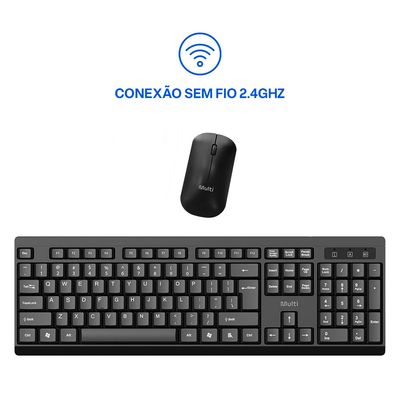 Kit Teclado com Mouse sem Fio Multi CF600 TC670 Preto