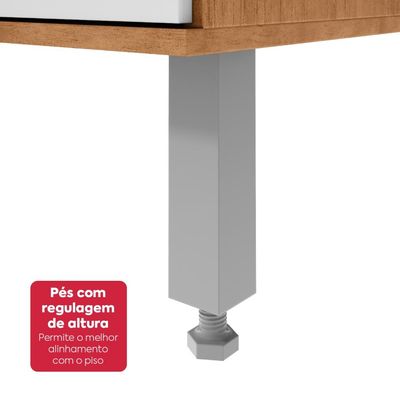 Cozinha Modular Compacta Armario Aereo Balcao Nina Amêndoa/Branco