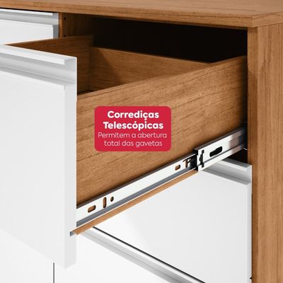 Cozinha Modular Compacta Armario Aereo Balcao Nina Amêndoa/Branco