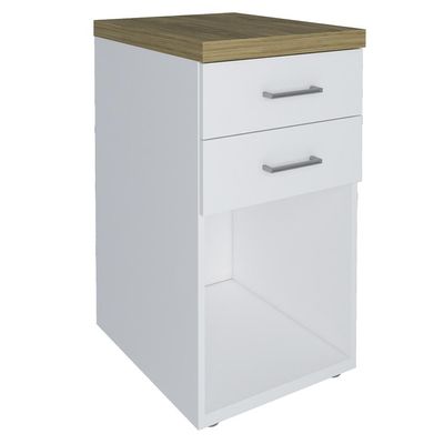 Mesa de Cabeceira Toq 2 Gavetas Branca e Olmo