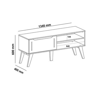 Rack para TV até 60 Polegadas Lotus 1 PT Carvalho e Off White 134 cm
