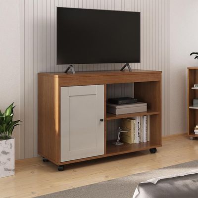 Rack para TV até 47 Polegadas Sampa 1 PT Cinamomo e Off White 91 cm