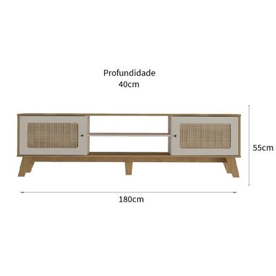 Rack Charlotte 2 PT Carvalho e Off White 180 cm