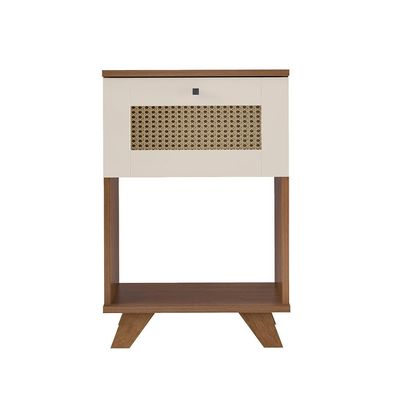 Mesa Lateral Retangular Trama 1 GV Cinamomo e Off White