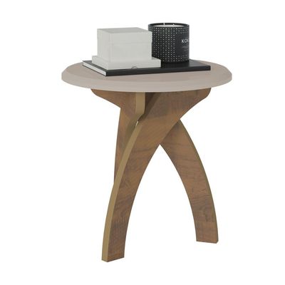 Mesa Lateral Jade Branca e Marrom