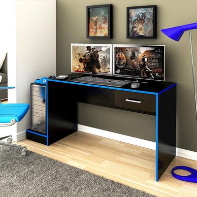 Mesa Gamer Player One Preta e Azul