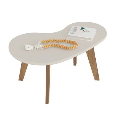 Mesa de Centro Orgânica Off White e Carvalho