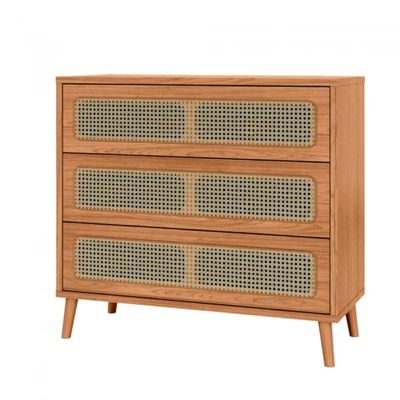 Cômoda 3 Gavetas em MDF Palha Freijó 105x96x45 cm Dalla Costa