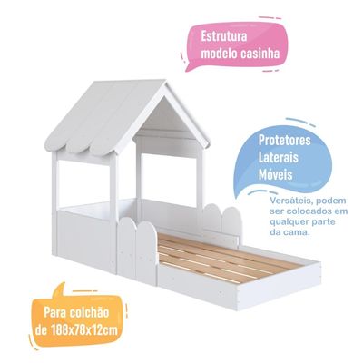 Cama Infantil Montessoriana Casinha Branca Completa Móveis