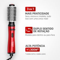 Escova Rotativa Bivolt Infinity Keratin Mondial Vermelho 1300W ERB-11-KR