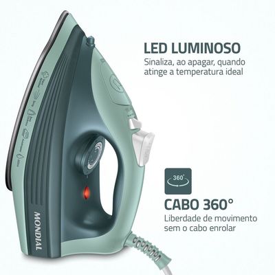 Ferro a Vapor Mondial Verde 1800W - FVN-02-G 127V
