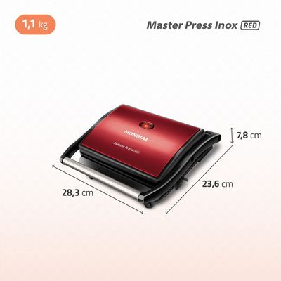 Master Press Inox Mondial Vermelho 1000W PG-01-RC-CL 127V