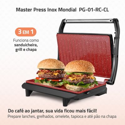 Master Press Inox Mondial Vermelho 1000W PG-01-RC-CL 127V