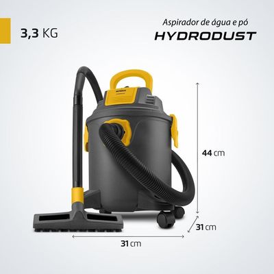 Aspirador de Água e Pó Hydrodust Mondial Preto e Amarelo 1600W APT-03-20L 127V