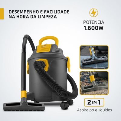 Aspirador de Água e Pó Hydrodust Mondial Preto e Amarelo 1600W APT-03-20L 127V