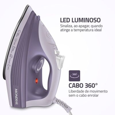 Ferro a Vapor Mondial Lilás 1800W- FVN-02-L 127V