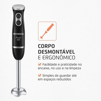 Mixer Pratic, Mondial Preto/Inox 500W - M-17-BI 127V