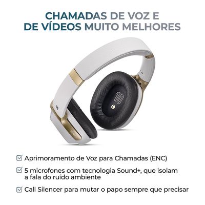 Headphone AIWA Neymar ANC Branco/Dourado AWS-HP-NJ-01-WG Bivolt