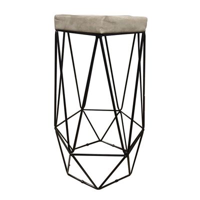 Banqueta Hexagonal Aramado Preto Suede Bege