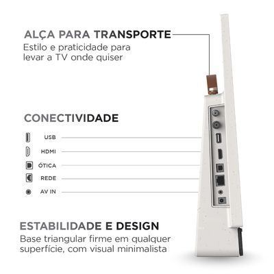 Smart TV Portátil AIWA 24” Full HD HDR10 Dolby Audio Google TV Bateria de 3h AWS-TV-24-01-G Bivolt