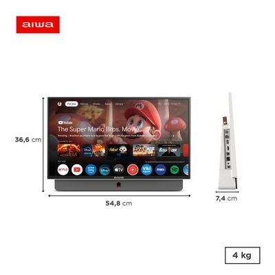 Smart TV Portátil AIWA 24” Full HD HDR10 Dolby Audio Google TV Bateria de 3h AWS-TV-24-01-G Bivolt