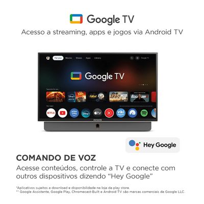 Smart TV Portátil AIWA 24” Full HD HDR10 Dolby Audio Google TV Bateria de 3h AWS-TV-24-01-G Bivolt