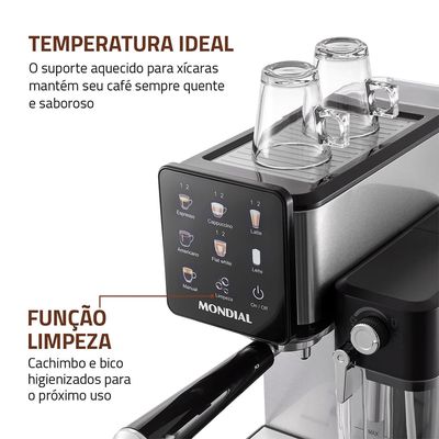 Cafeteira Espresso Automática Dolce Latte 20 bar Mondial Preto/Inox - CCL-01 127V