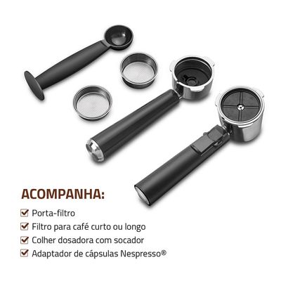 Cafeteira Espresso Automática Dolce Latte 20 bar Mondial Preto/Inox - CCL-01 220V
