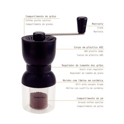 Moedor de Café Tramontina em Plástico ABS com Moinho em Cerâmica
