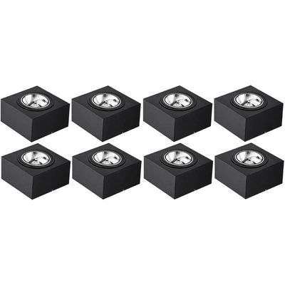 Jogo 8 Luminárias Plafons Pretos de Sobrepor Box 17cm GU10 Dital 12w