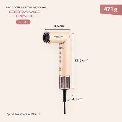Secador Multifuncional 5 em 1 Mondial Rosa Claro 1500W - SM-01-BLDC-CP 127V