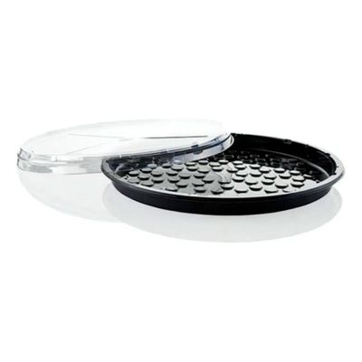 50un Bandeja Pizza Plástica Transparente G230 Rasa 33,5x4,8cm Galvanotek
