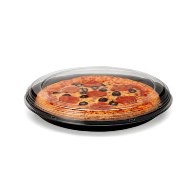 50un Bandeja Pizza Plástica Transparente G230 Rasa 33,5x4,8cm Galvanotek
