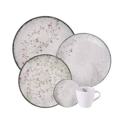 Aparelho de Jantar Tramontina Floralis em Porcelana Decorada 20 Peças