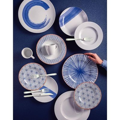 Aparelho de Jantar Tramontina Abstratta em Porcelana Decorada 30 Peças