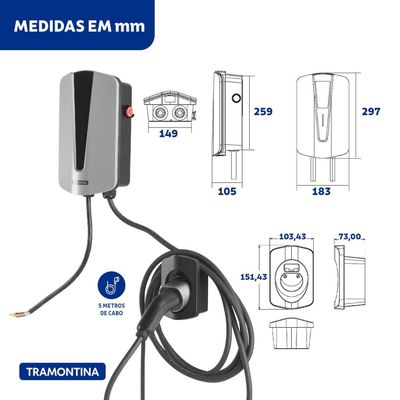 Estação de Recarga para Veículos Elétricos 22 kW Tramontina