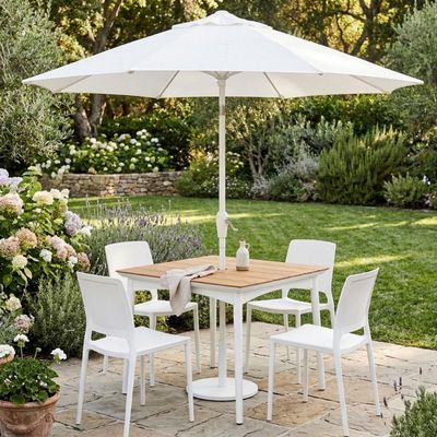 Mesa 4 Lugares Júpiter 70cm em Polipropileno Branco com Impresso Amadeirado Acrilys