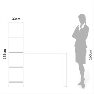 Escrivaninha em MDF 5 Prateleiras 123 x 44 cm Freijó/Preto Fosco Pradel Dalla Costa