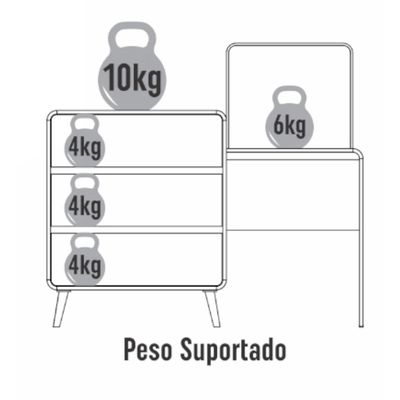 Cômoda Penteadeira 3 Gavetas Curve Branco com Rosa Completa Móveis